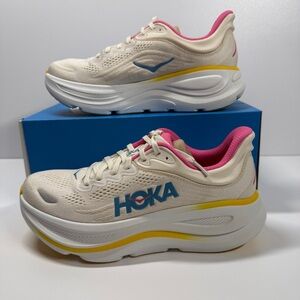 NIB•HOKA Women’s HOKA Bondi 9 Everyday Running Shoe Alabaster - Birch Size: 9